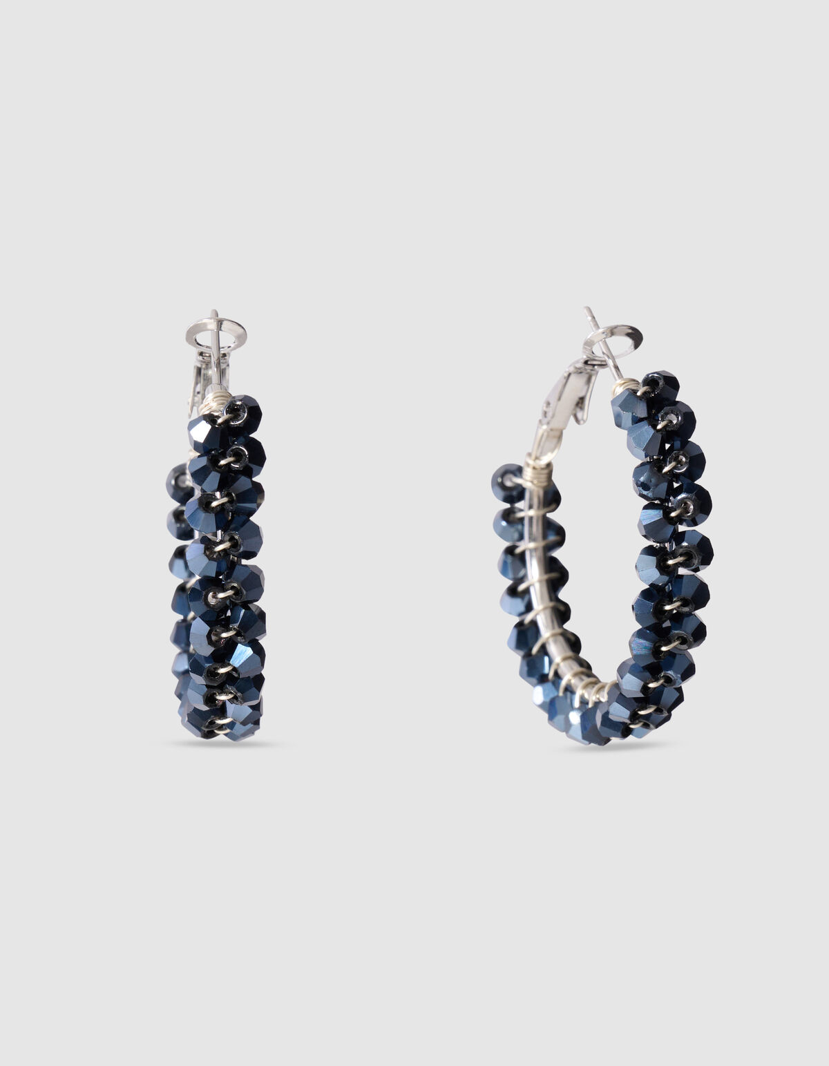 Beaded Hoop Oorbellen Blauw/Zilver SHOEBY ACCESSOIRES