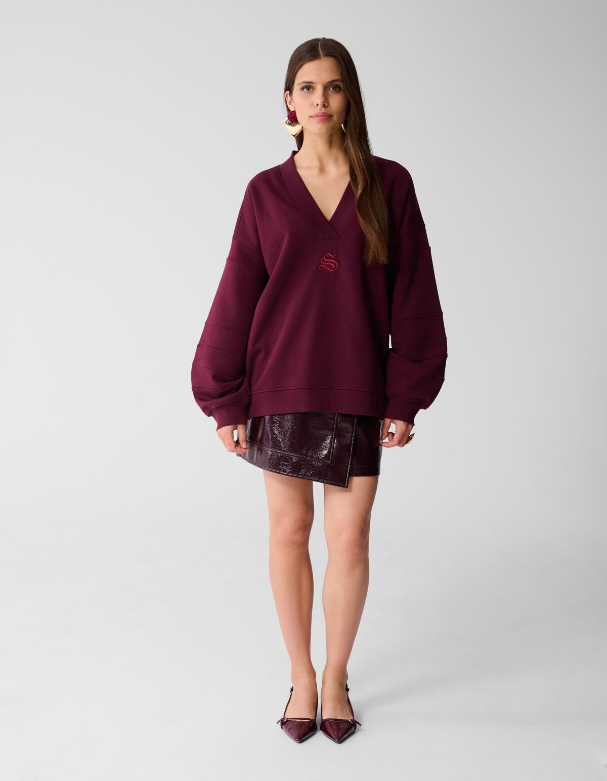 Varsity Logo Sweater Donkerrood SHOEBY WOMEN