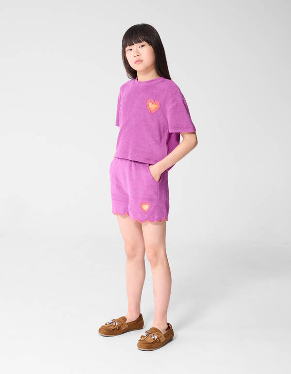 Towelling Heart Top Paars SHOEBY GIRLS
