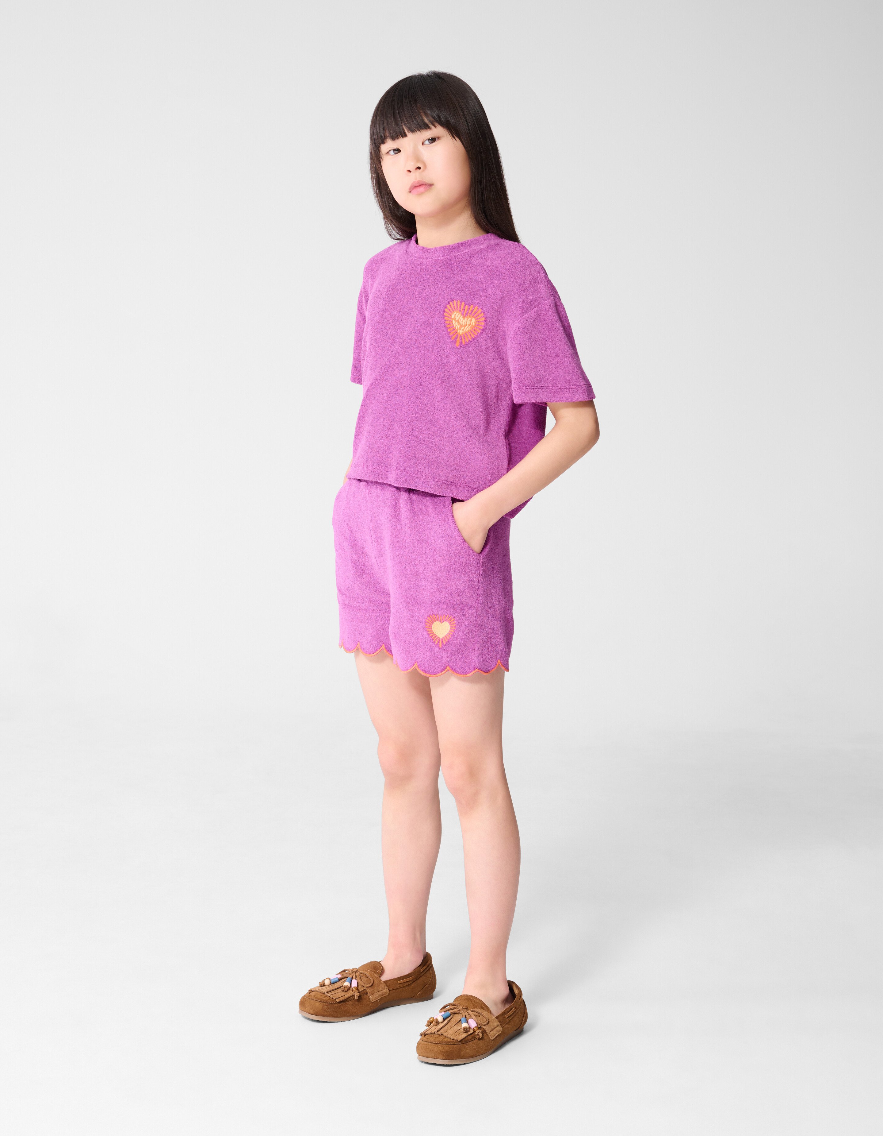 Towelling Heart Top Paars SHOEBY GIRLS