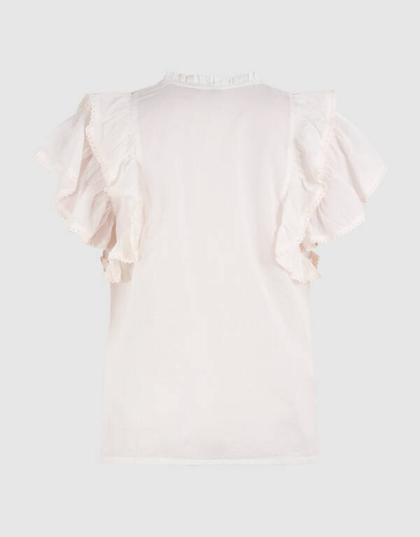 Kanten Ruffle Top Wit SHOEBY WOMEN