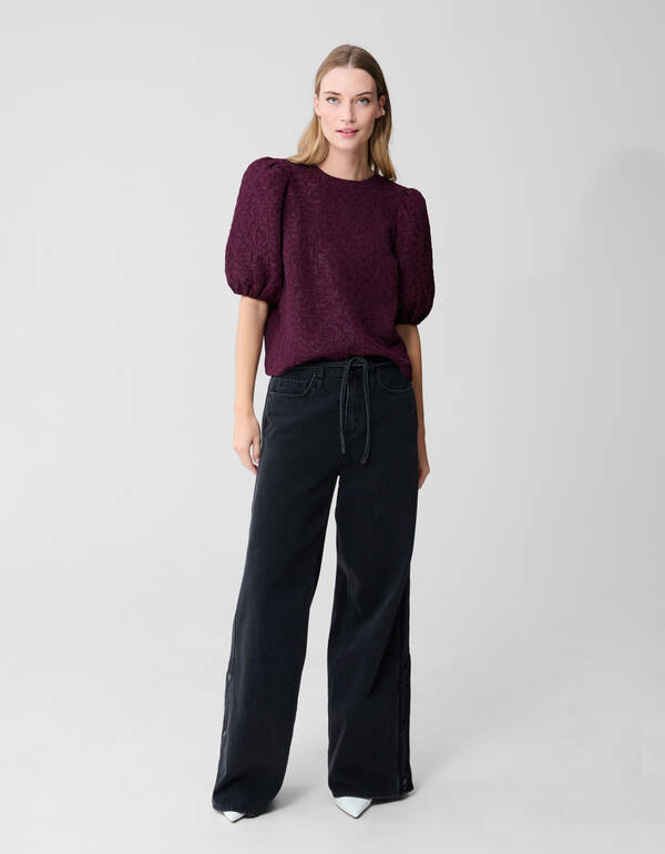 Jacquard Structuur Top Donkerrood SHOEBY WOMEN