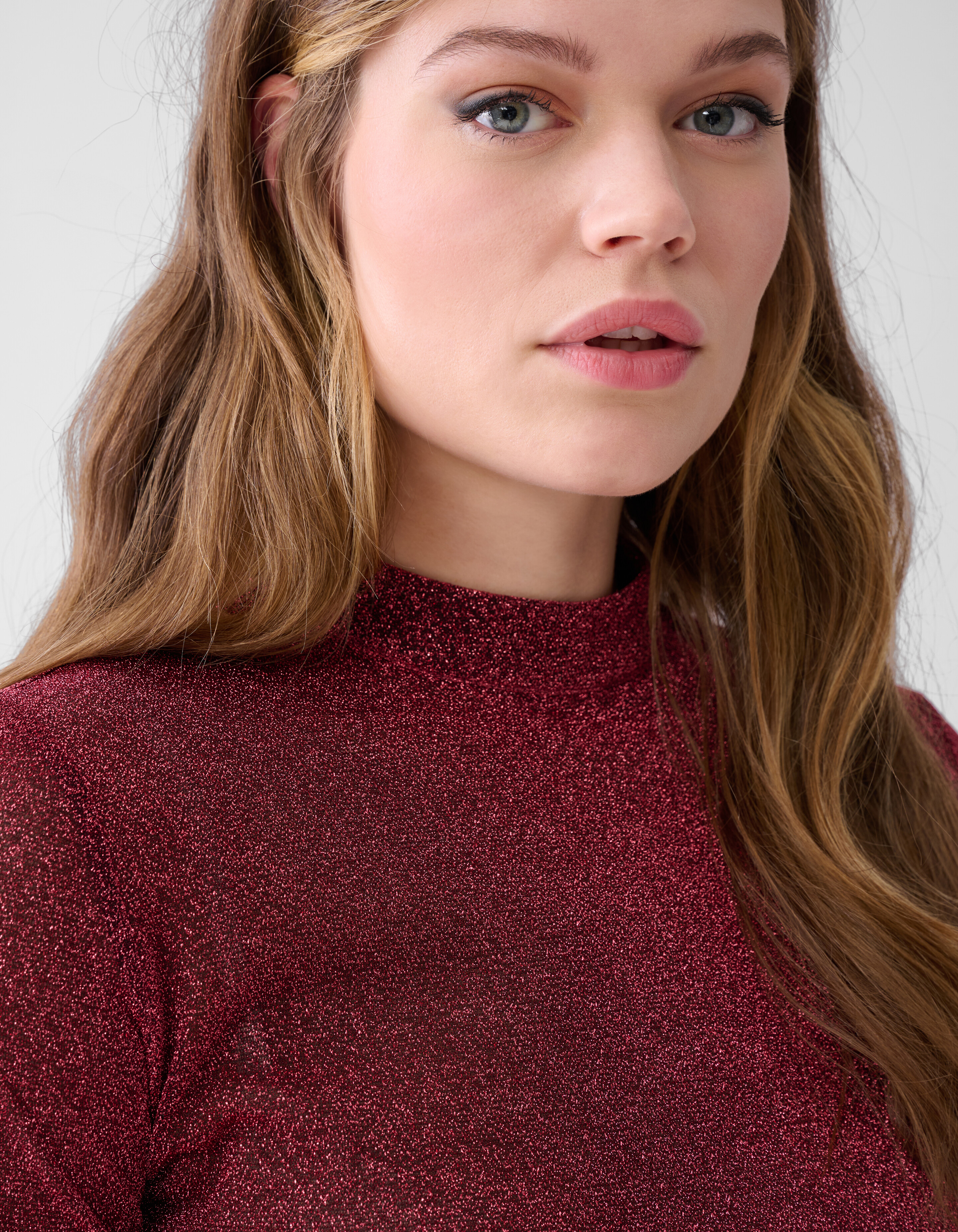 Lurex Glitter Top Donkerroze SHOEBY WOMEN
