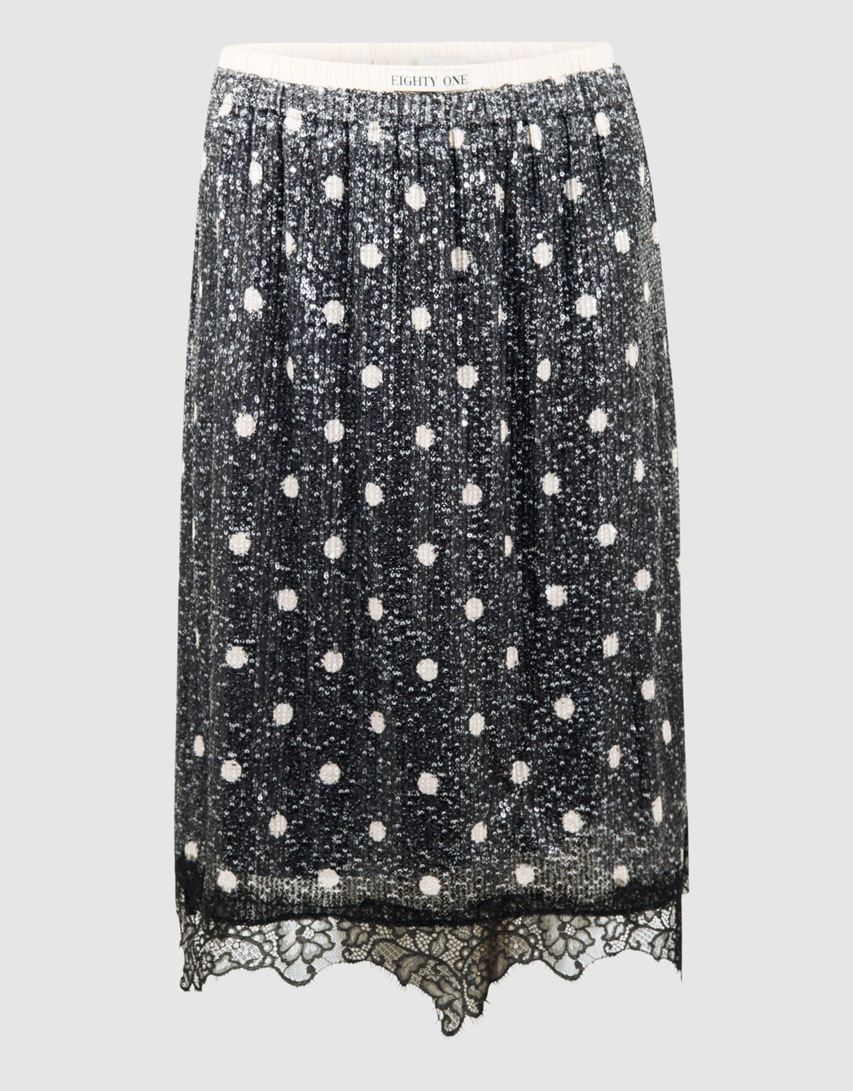 Sequin Polkadot Midi Rok Donkergrijs SHOEBY WOMEN