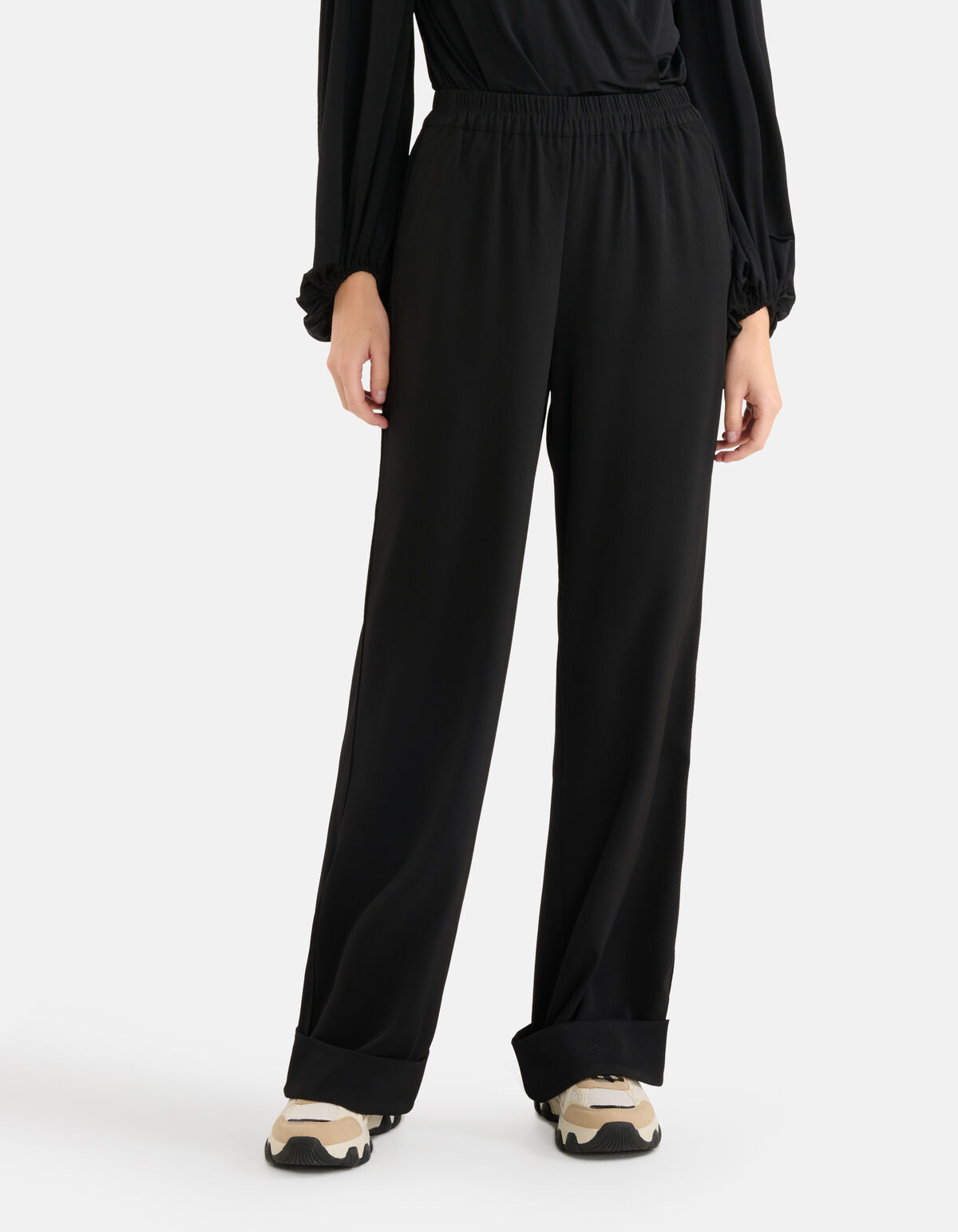 Omslag Wide Leg Broek Zwart SHOEBY WOMEN