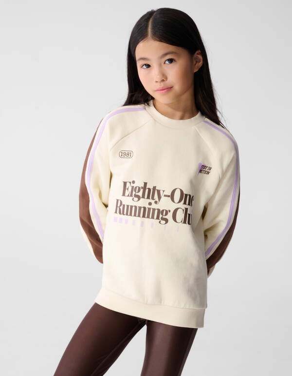 Oversized Sporty Sweater Gebroken Wit SHOEBY GIRLS