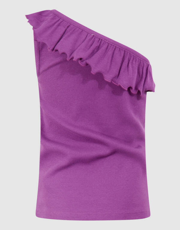 One Shoulder Ruffle Top Paars SHOEBY GIRLS