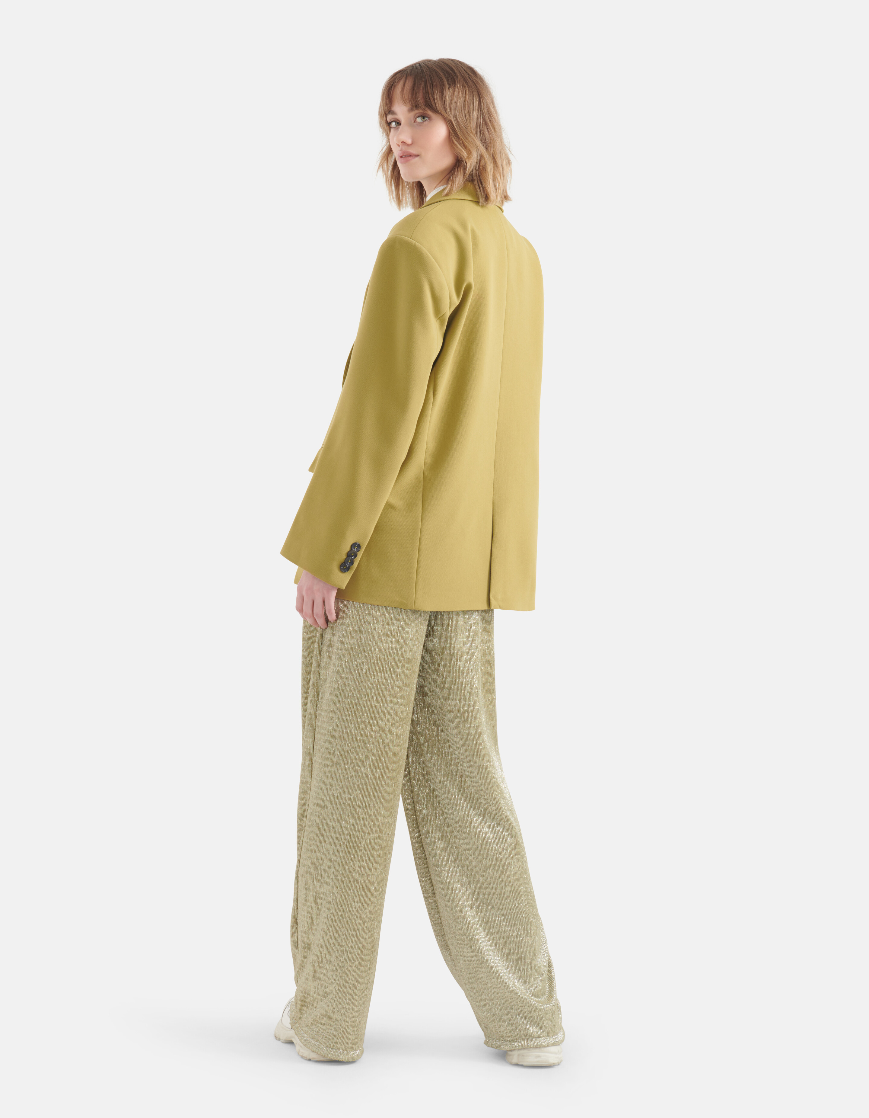 Crinkle Lurex Broek Limoengroen SHOEBY WOMEN