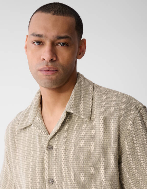 Geweven Stripe Overshirt Lichtgroen SHOEBY MEN