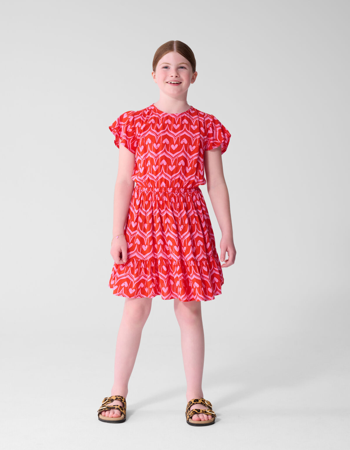 Heart Print Mini Jurk Roze SHOEBY GIRLS