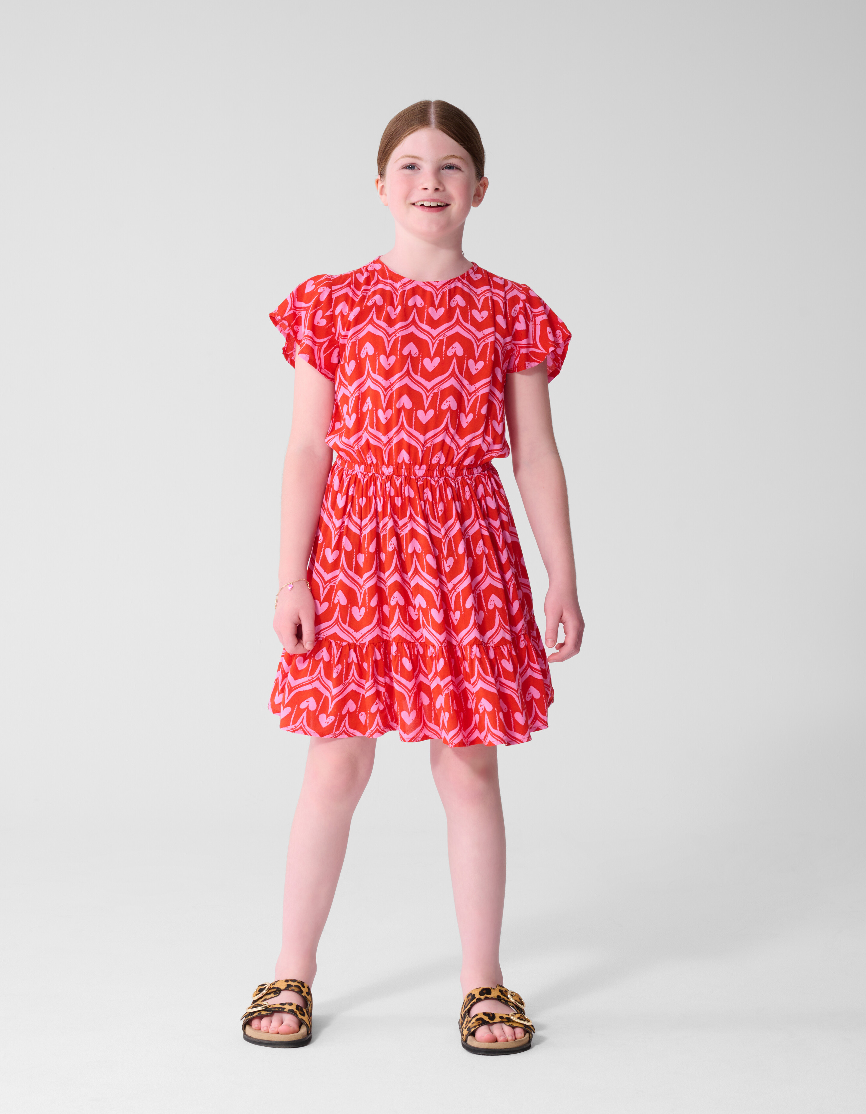 Heart Print Mini Jurk Roze SHOEBY GIRLS