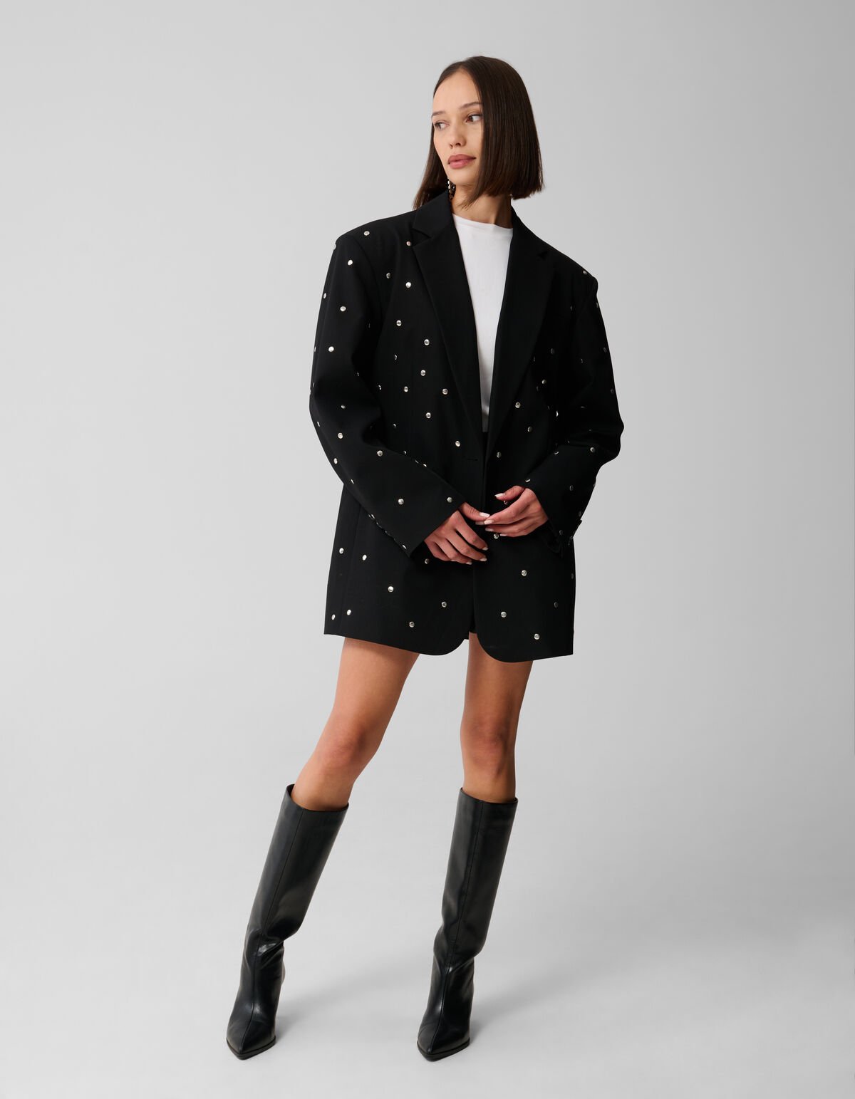 Oversized Studs Blazer Zwart SHOEBY WOMEN
