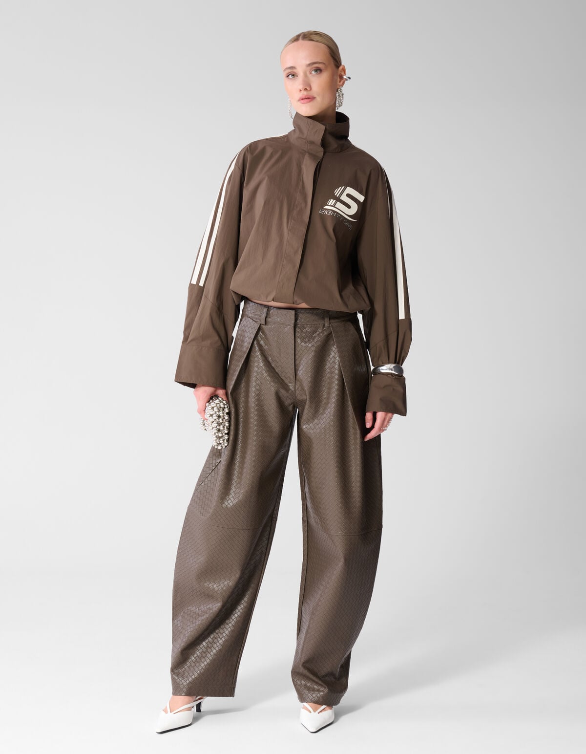 Poplin Track Blouse Donkerbruin SHOEBY WOMEN