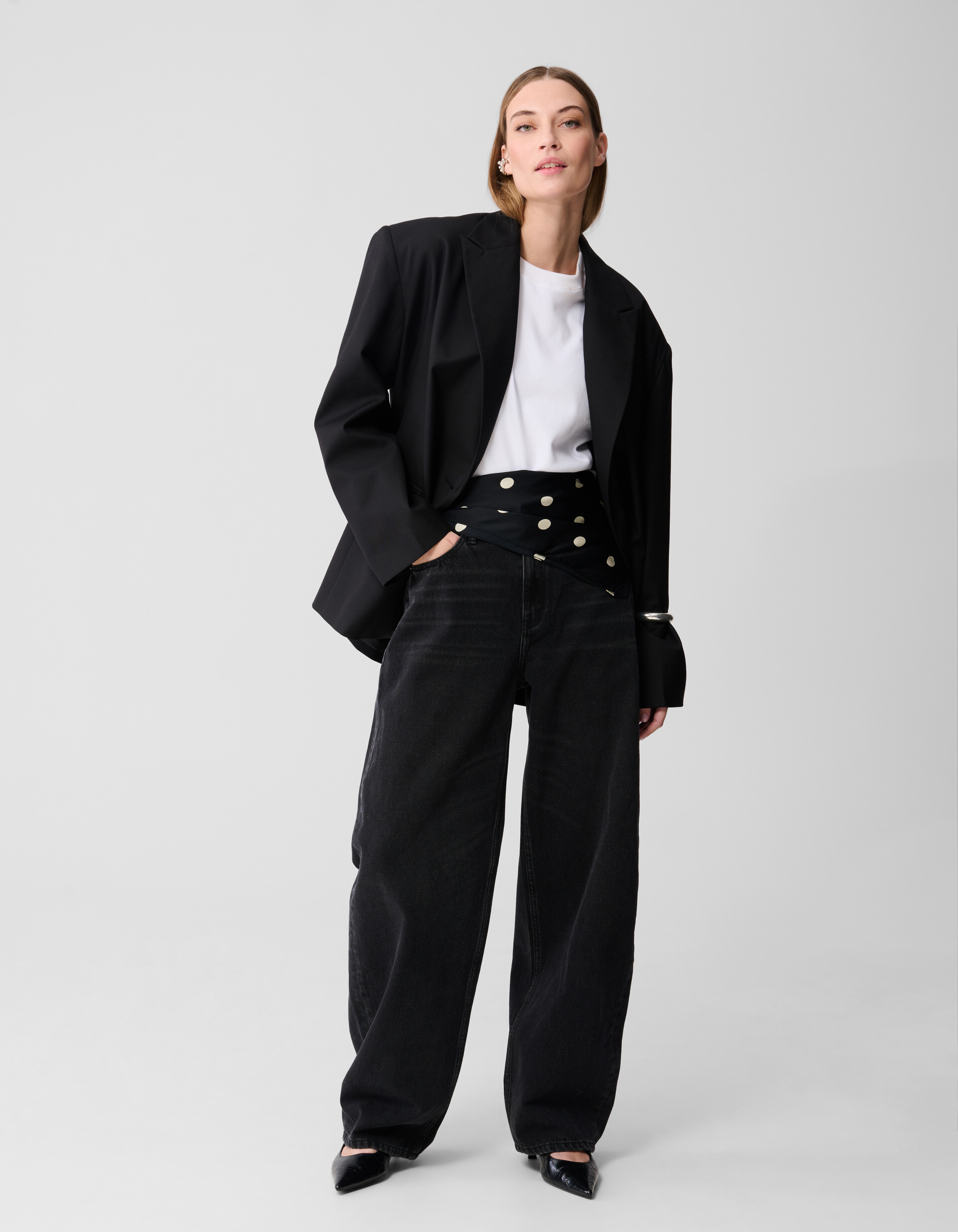 Baggy Fit Jeans Donkergrijs SHOEBY WOMEN