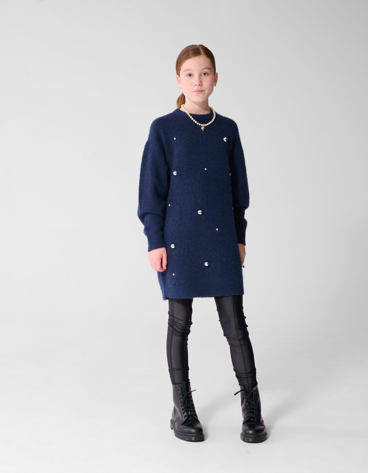 Studded Gebreide Jurk Donkerblauw SHOEBY GIRLS