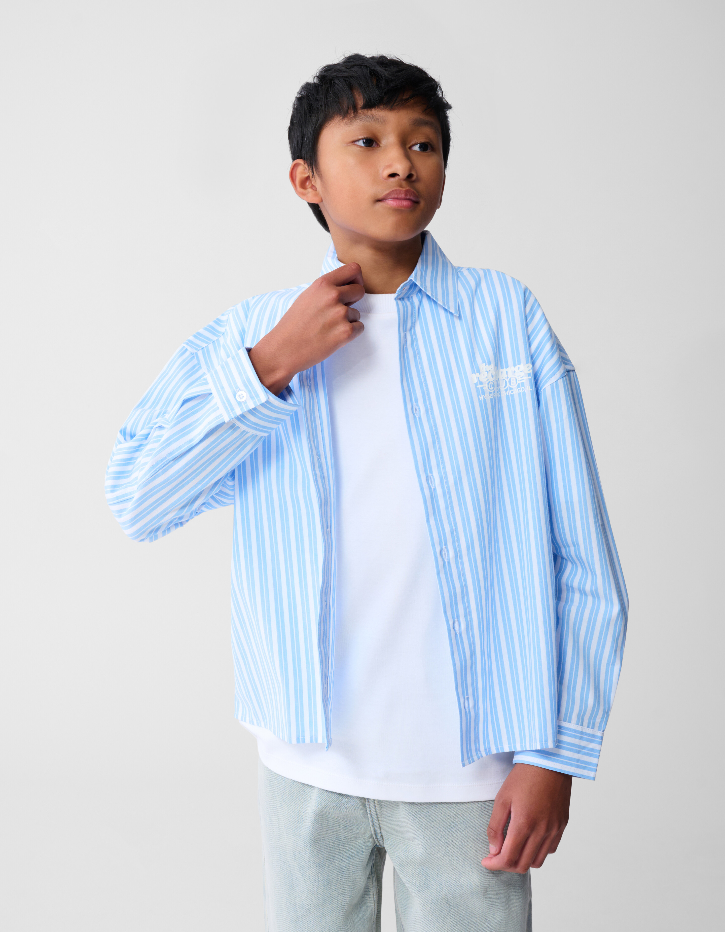 Stripe Artwork Overhemd Lichtblauw SHOEBY BOYS