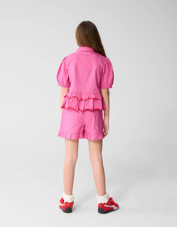 Ruffle Heart Blouse Roze SHOEBY GIRLS
