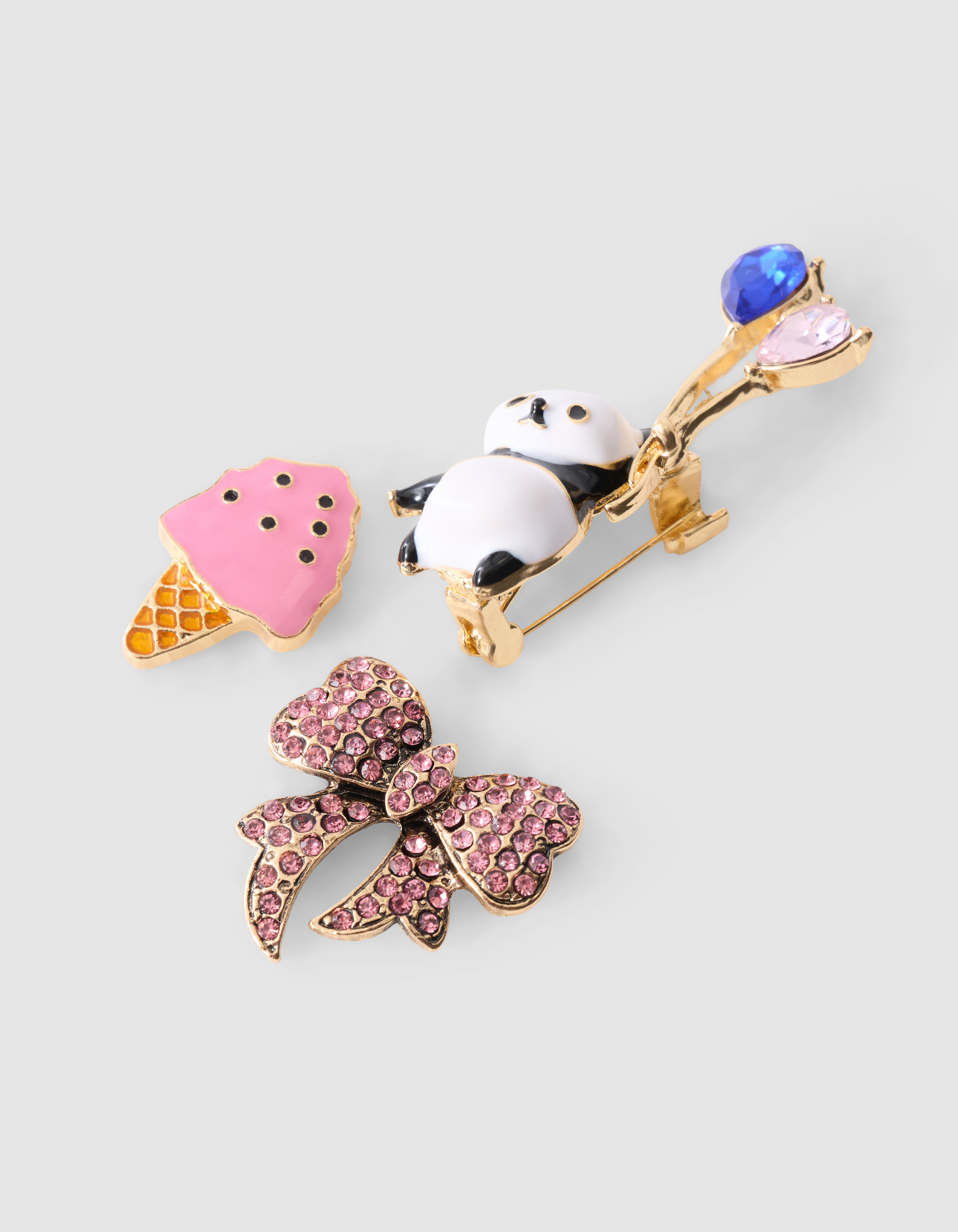 Panda Strass Broche Set Goud SHOEBY ACCESSOIRES