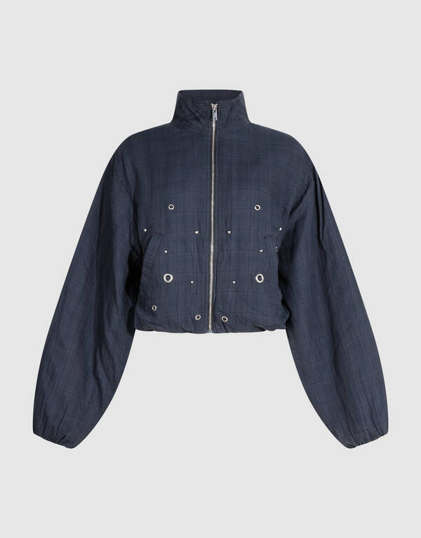Cropped Ruiten Bomber Donkerblauw SHOEBY WOMEN