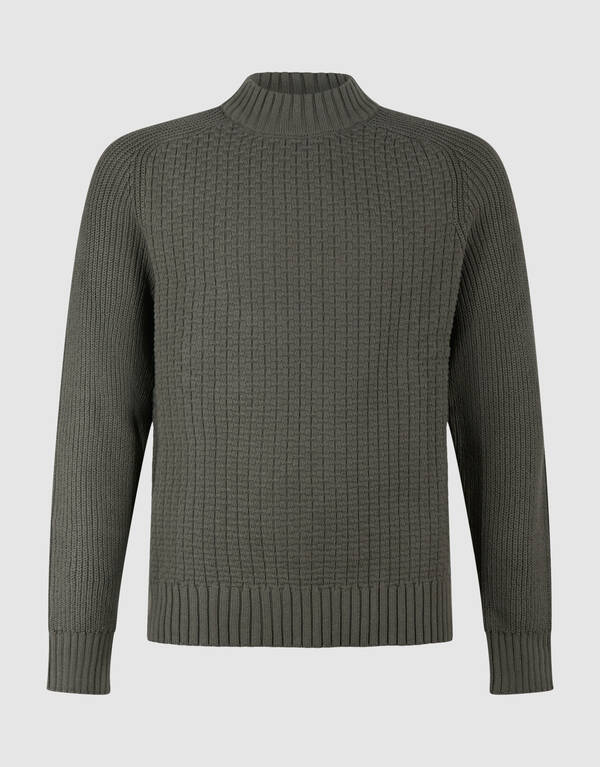Structuur Knit Sweater Donkergroen SHOEBY MEN