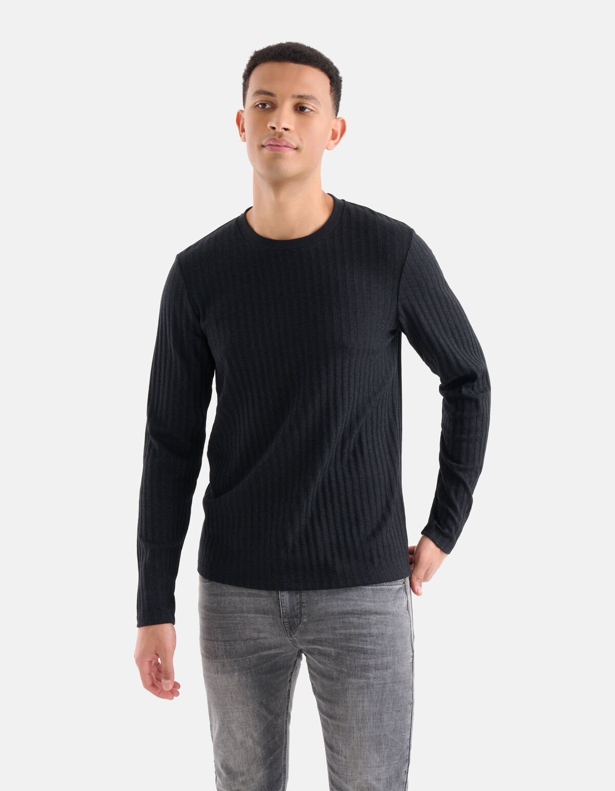Rib T-shirt Zwart SHOEBY MEN