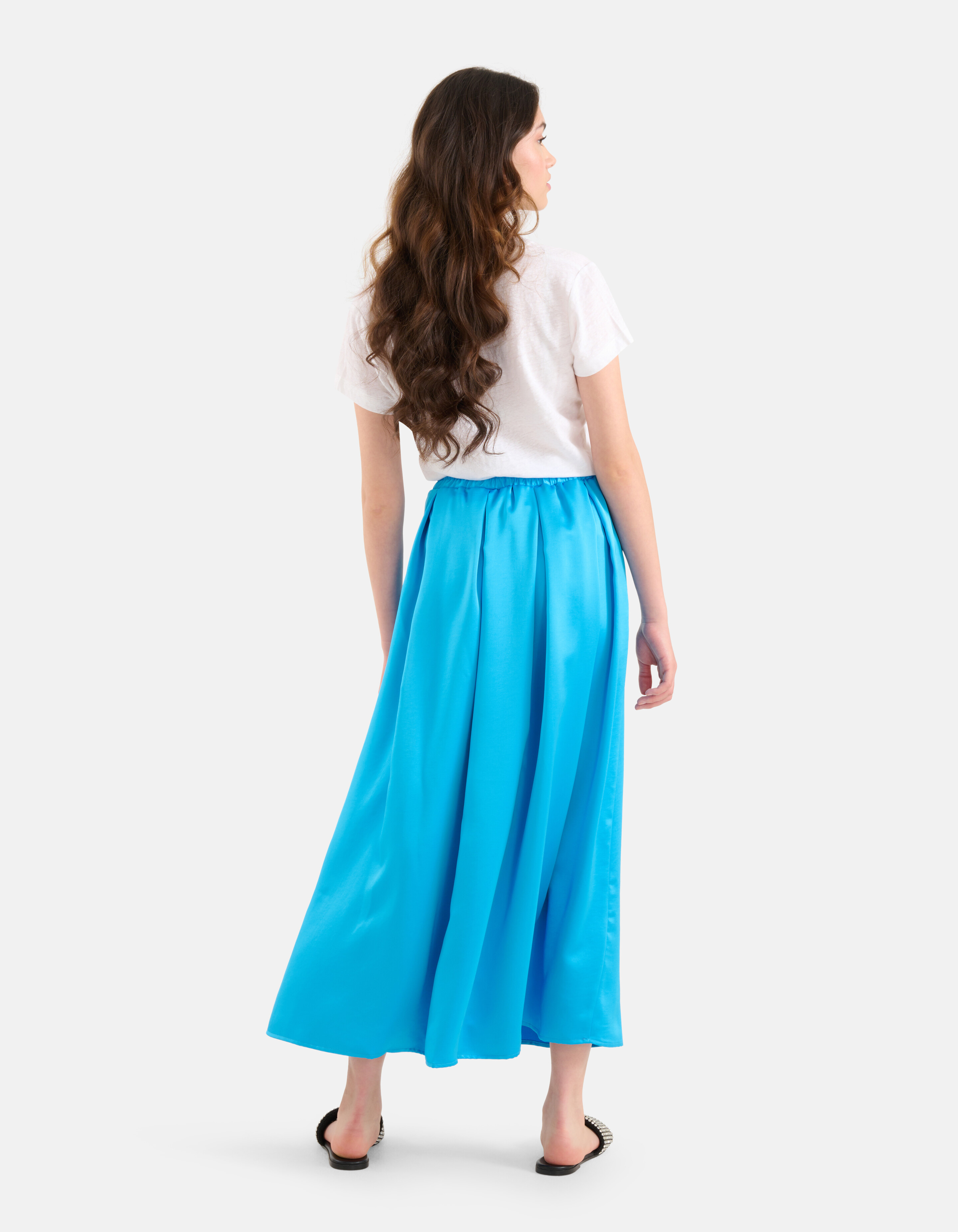 Satijnen Maxi Rok Blauw SHOEBY WOMEN