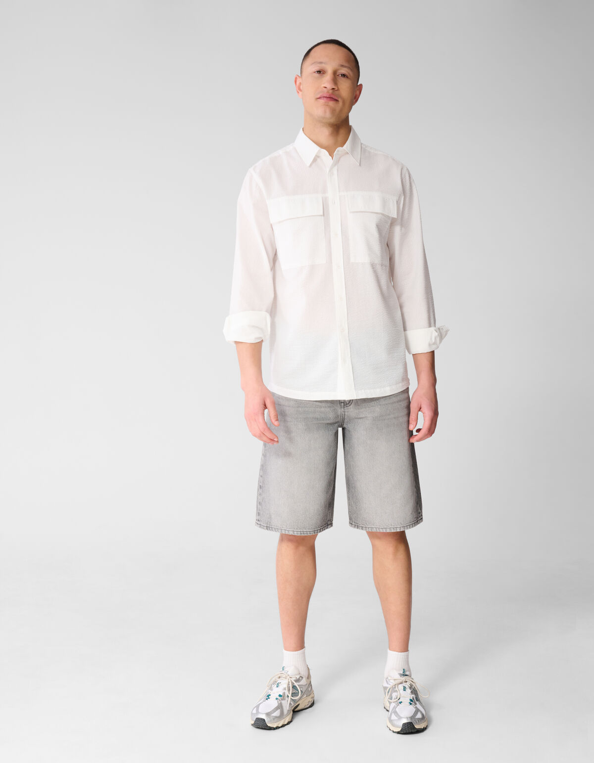 Seersucker Overhemd Wit SHOEBY MEN