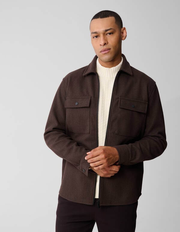 Soft Zip Overshirt Donkerbruin SHOEBY MEN