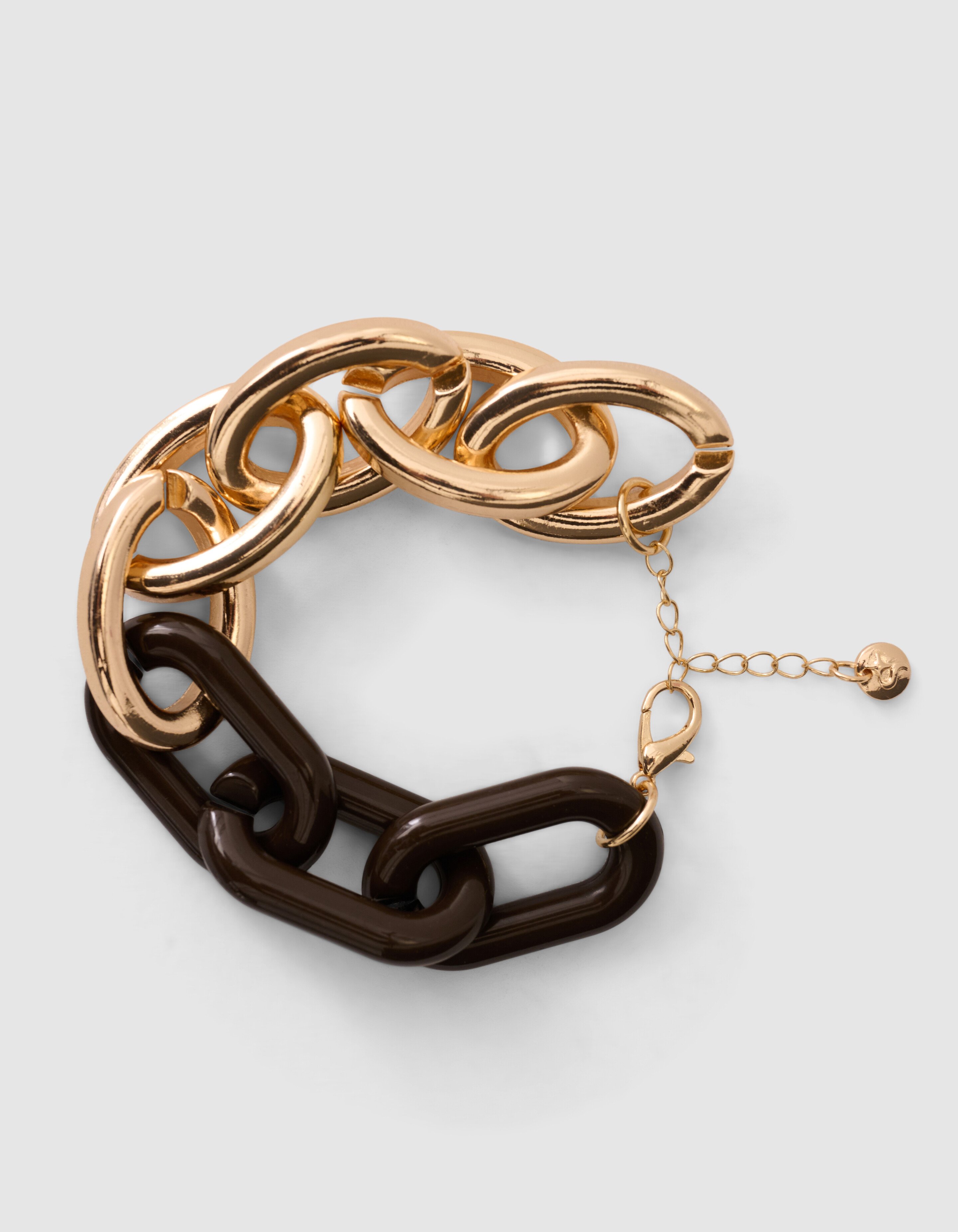 Bulky Chain Armband Goud/Bruin SHOEBY ACCESSOIRES