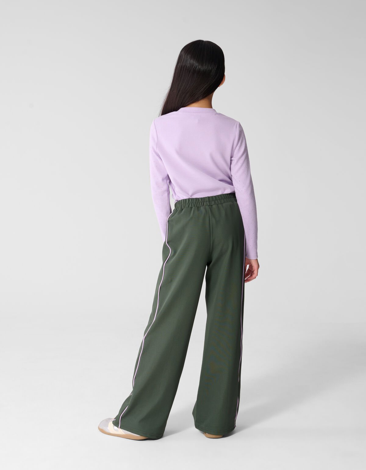 Piping Wide Leg Fit Broek Donkergroen SHOEBY GIRLS