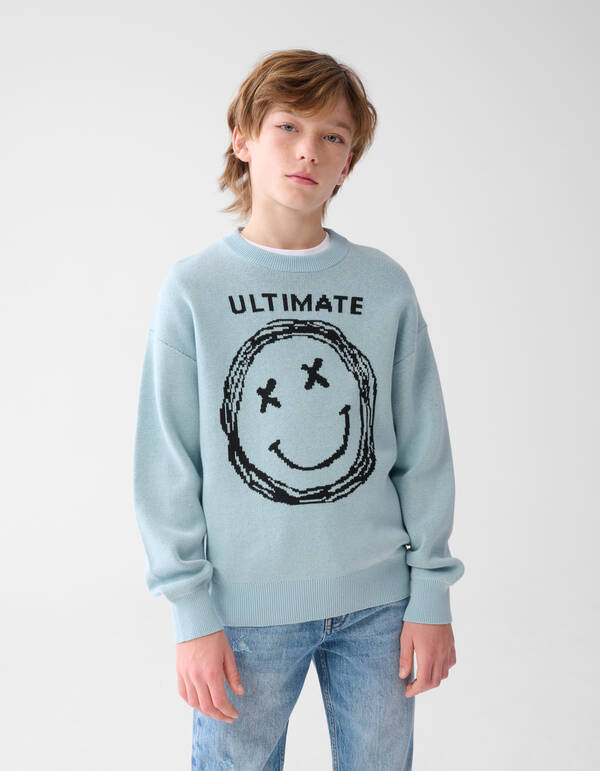 Smiley Gebreide Trui Lichtgroen SHOEBY BOYS