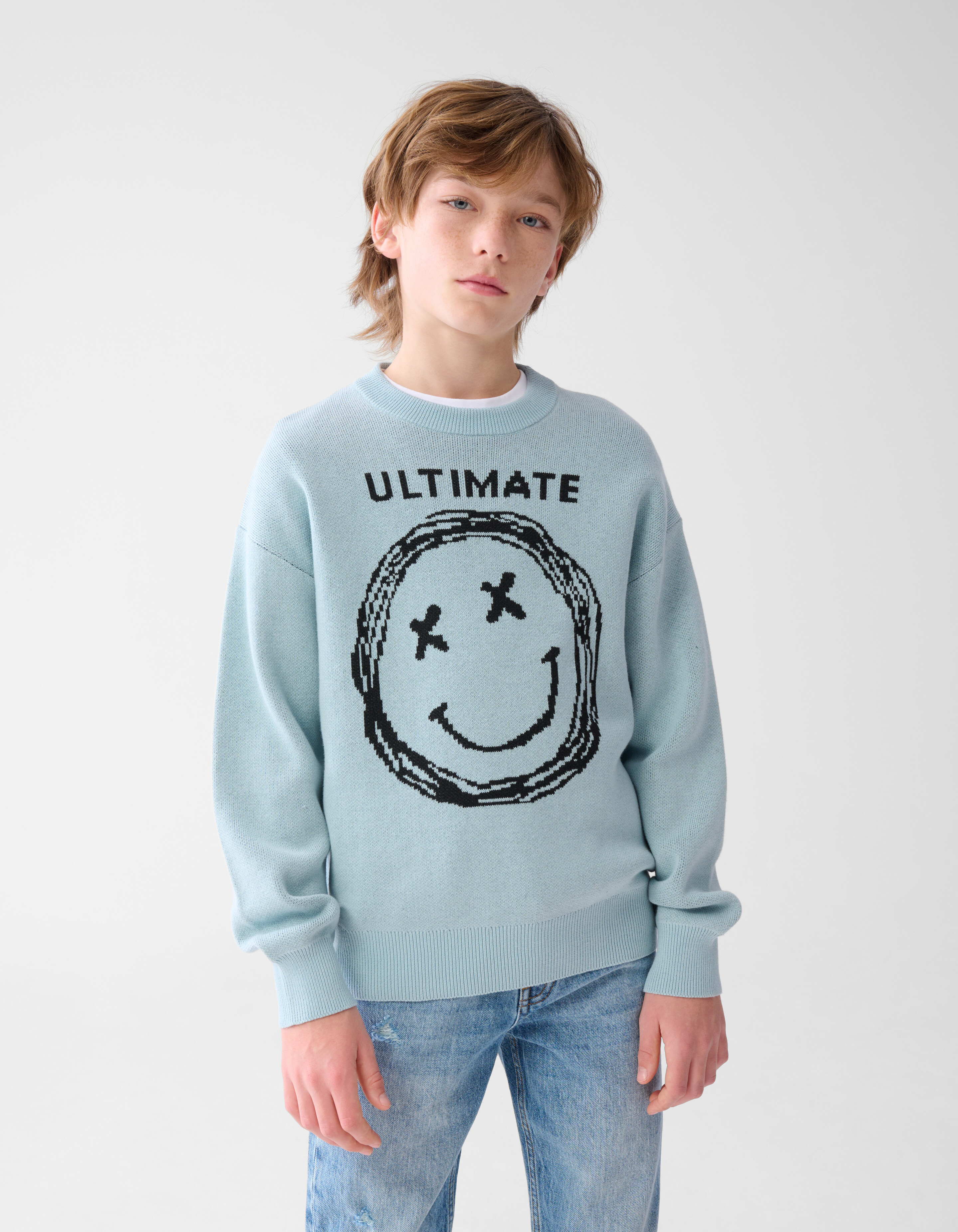 Smiley Gebreide Trui Lichtgroen SHOEBY BOYS