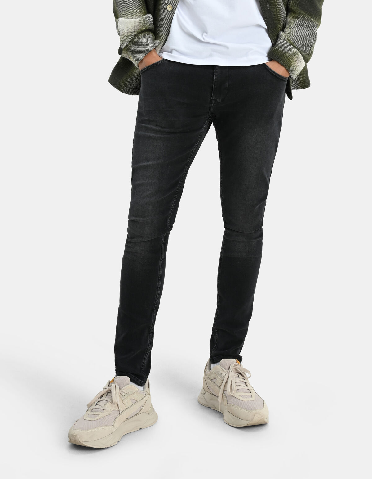Skinny Fit Jeans Zwart Washed L32 Refill