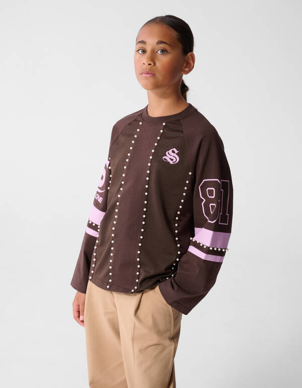 Parel Mesh Longsleeve Donkerbruin SHOEBY GIRLS