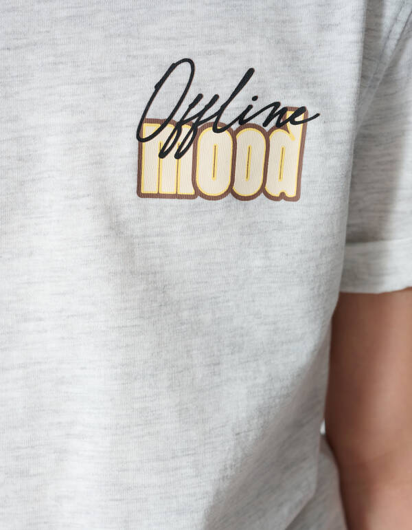 Offline Mood Artwork T-shirt Lichtgrijs SHOEBY GIRLS