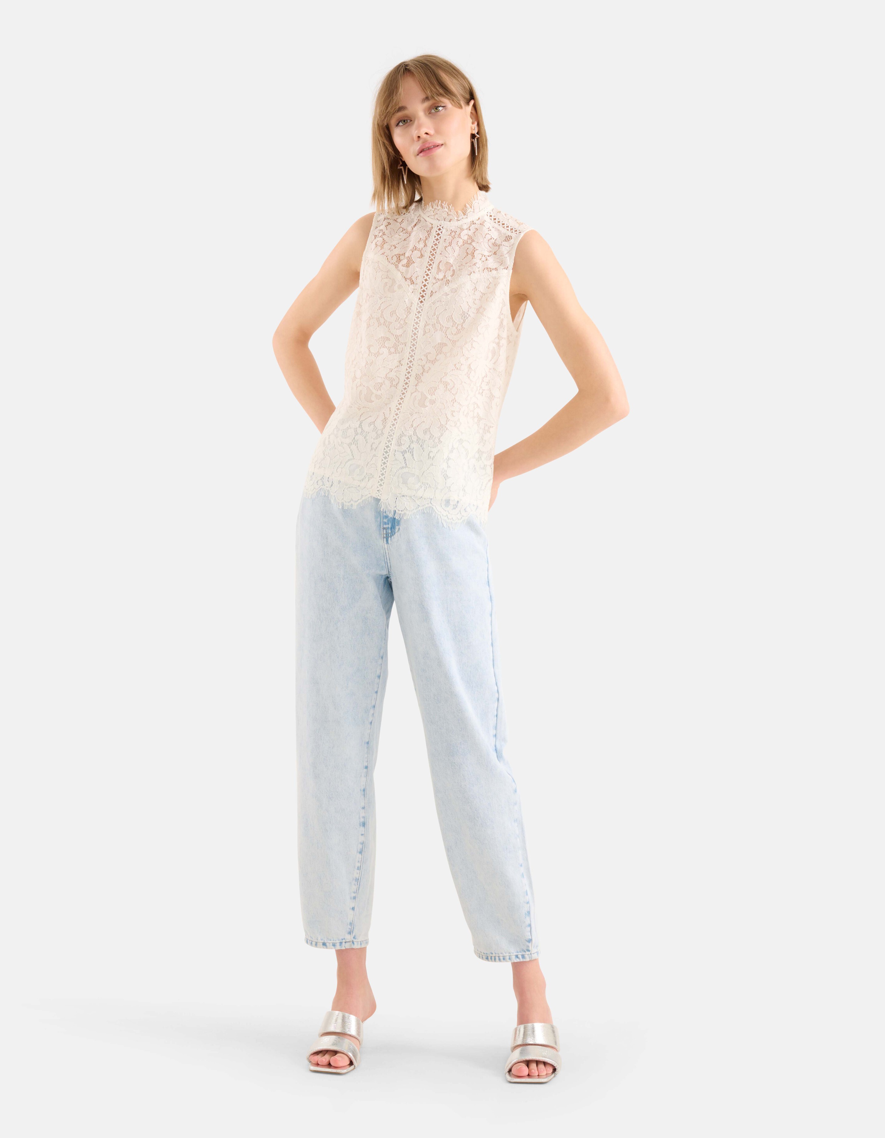 Kanten Top Gebroken Wit SHOEBY WOMEN