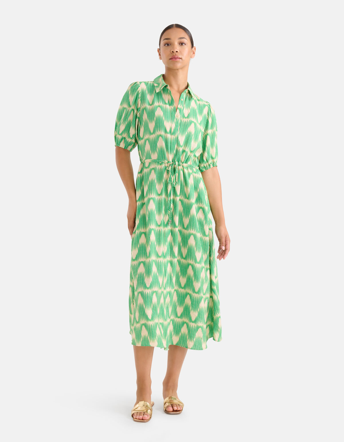 Grafische Print Jurk Groen SHOEBY WOMEN