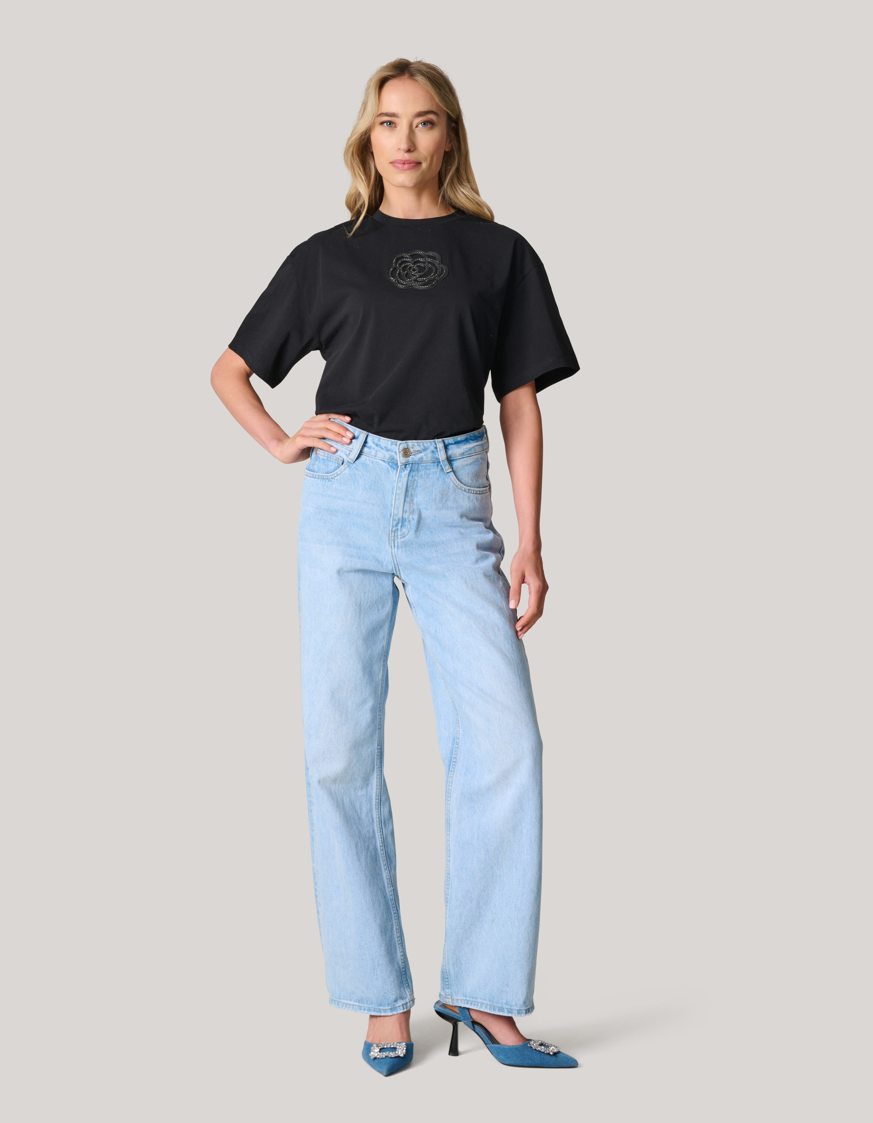 Artwork Strass T-shirt Zwart SHOEBY WOMEN