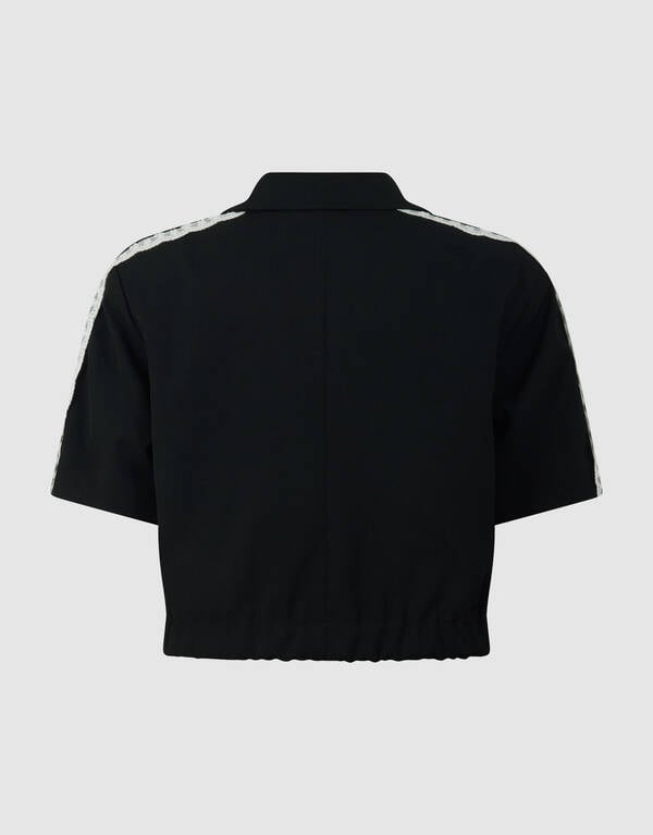 Cropped Kanten Blazer Zwart SHOEBY GIRLS