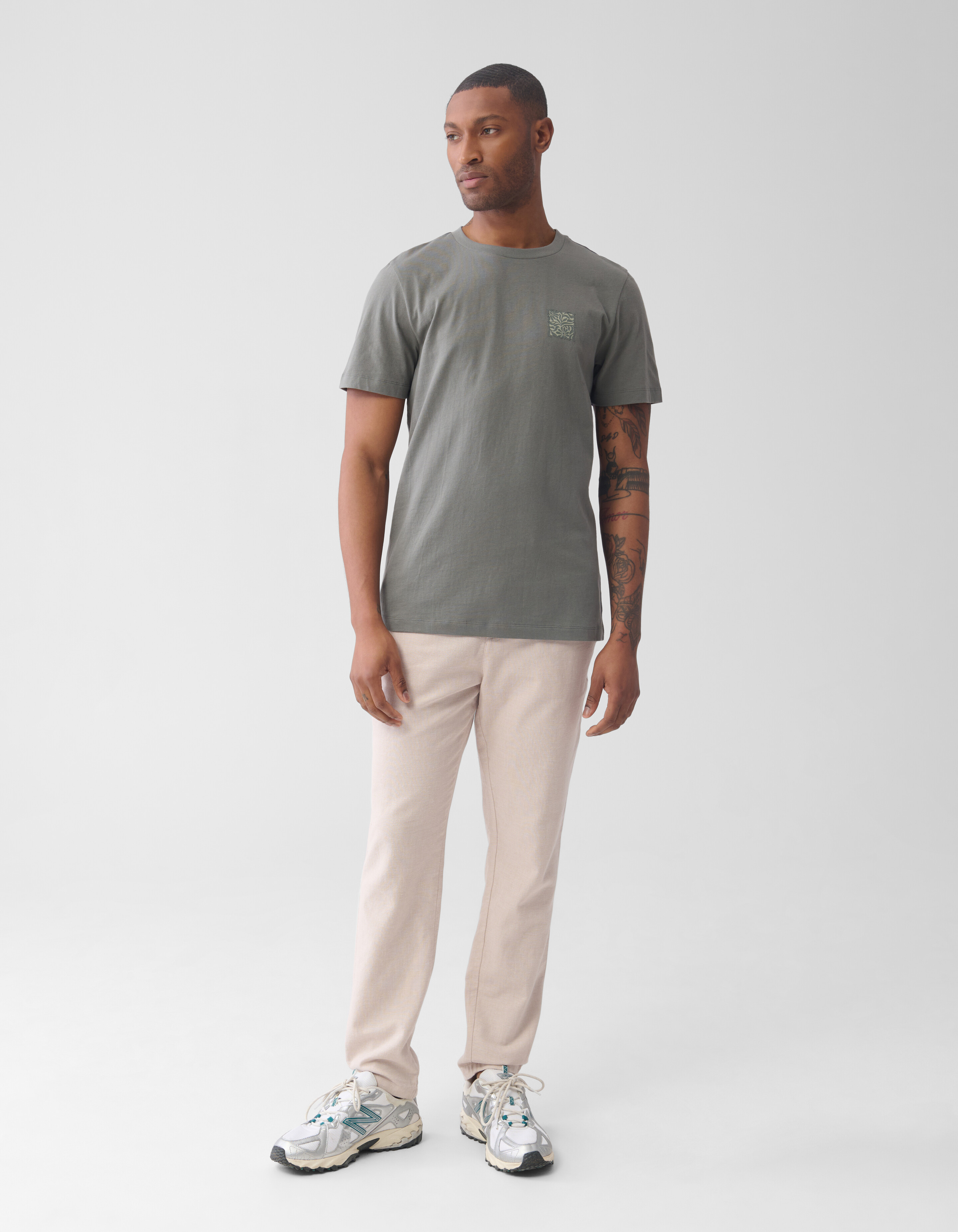 Flower Block T-shirt Donkergroen SHOEBY MEN