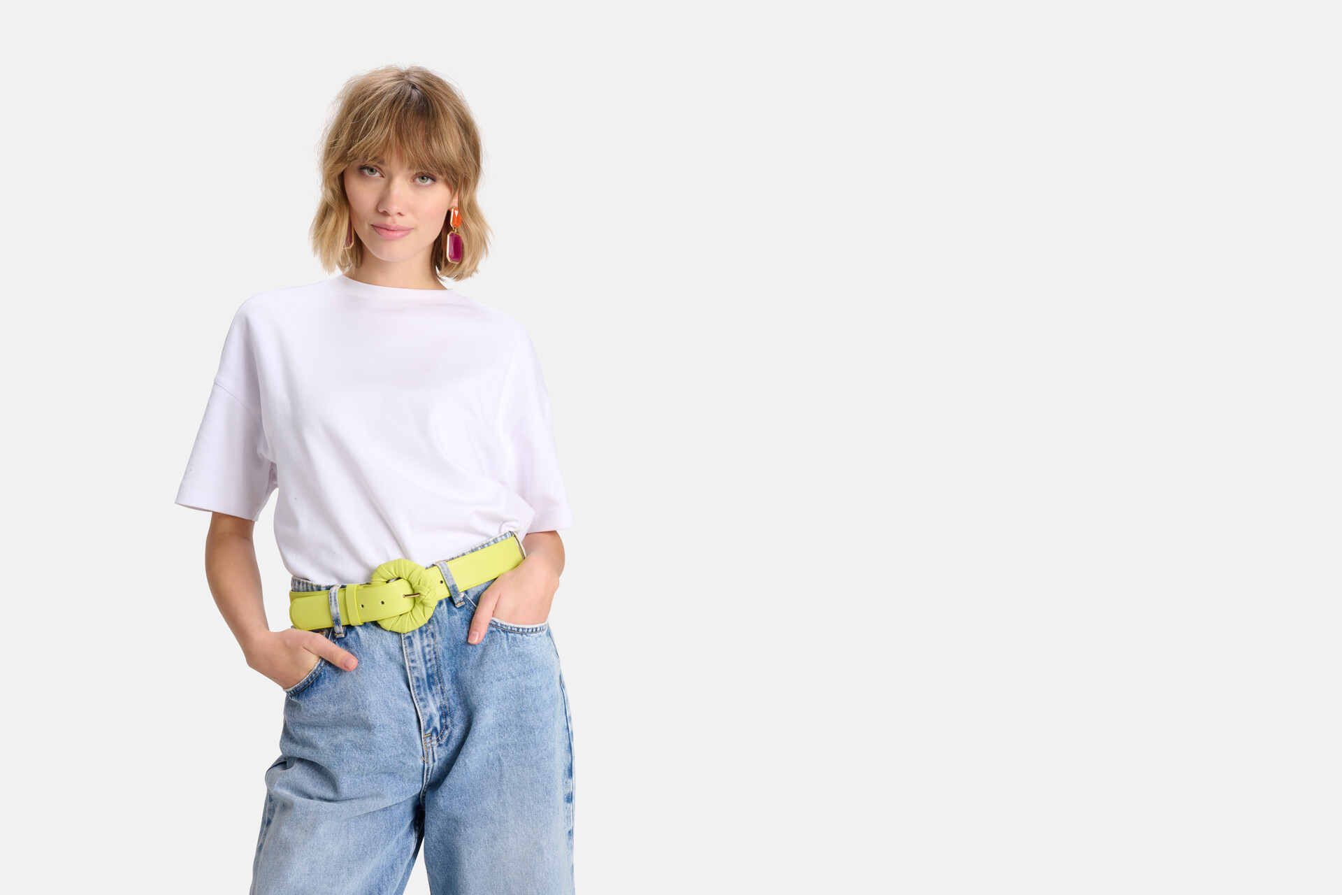 Gevouwen Gesp Taille Riem Lime Groen SHOEBY ACCESSOIRES