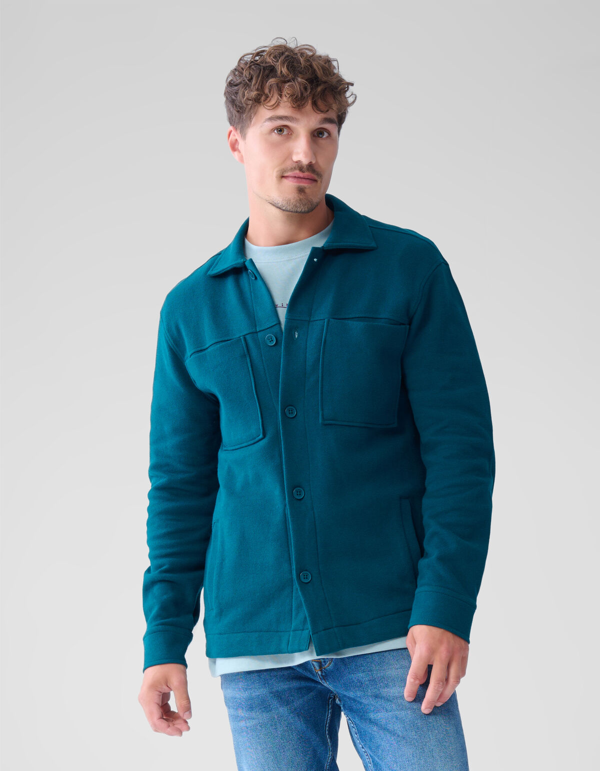 Pique Overshirt Donkergroen SHOEBY MEN