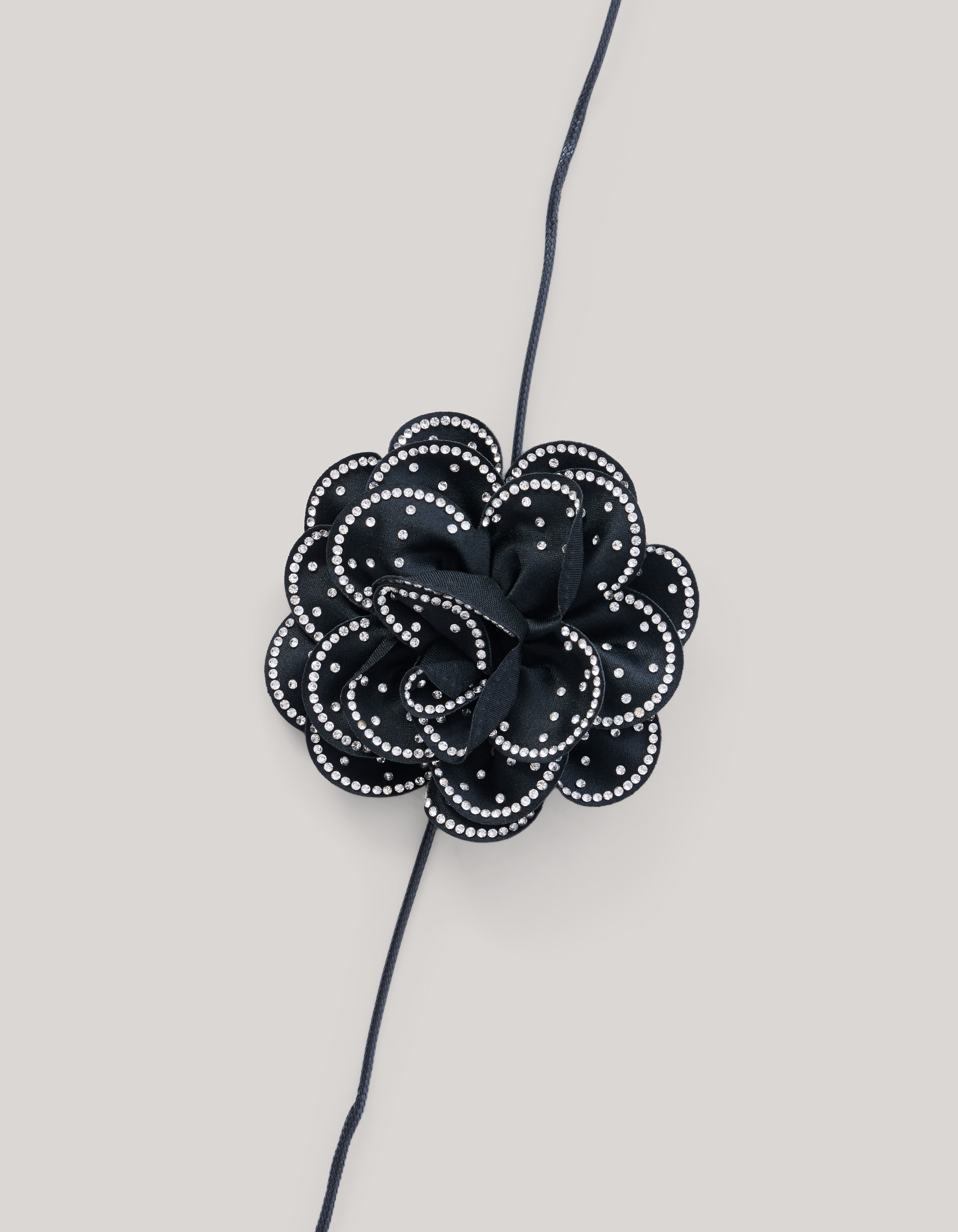 Strass Bloem Ketting Zwart By Lizzy SHOEBY ACCESSOIRES