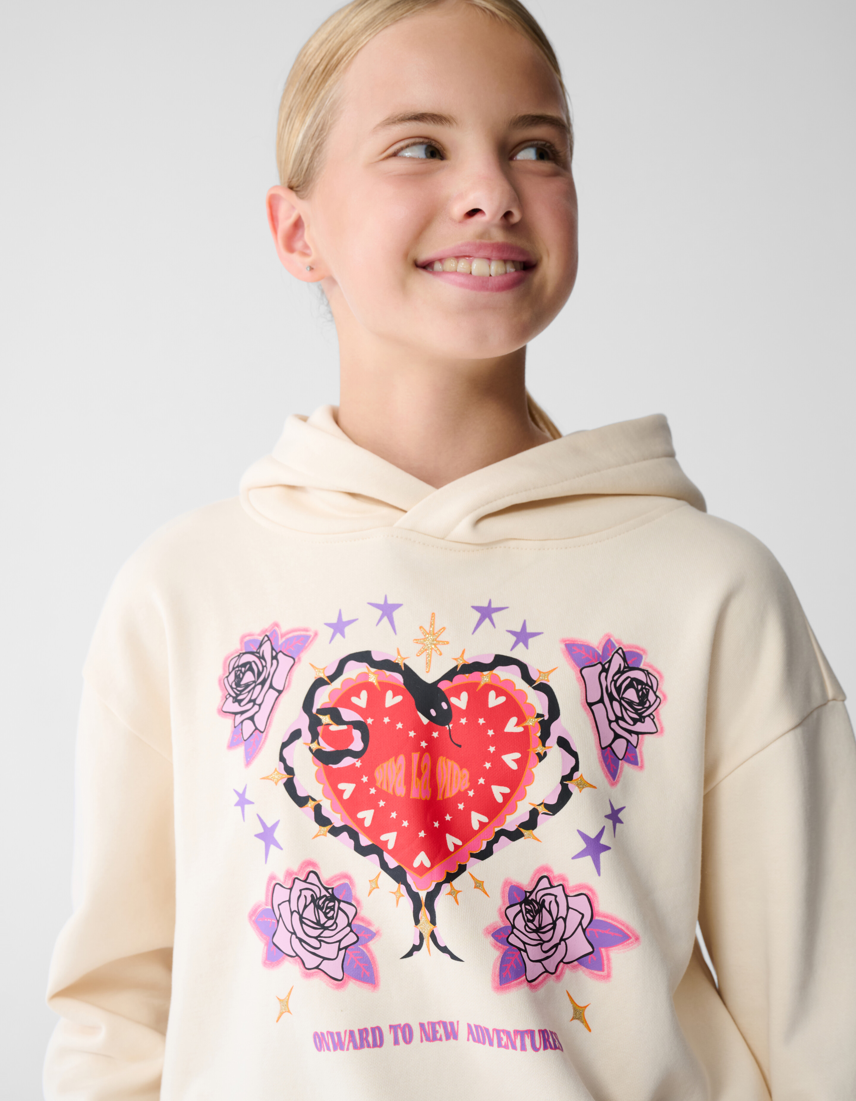 Vida Artwork Hoodie Gebroken Wit SHOEBY GIRLS