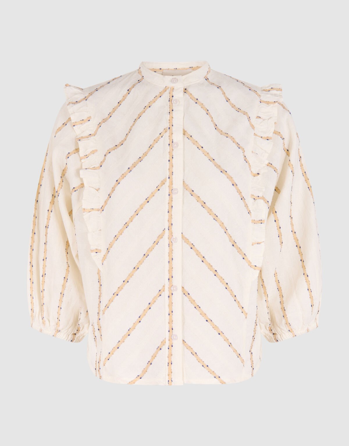 Jacquard Ruffle Blouse Gebroken Wit SHOEBY WOMEN