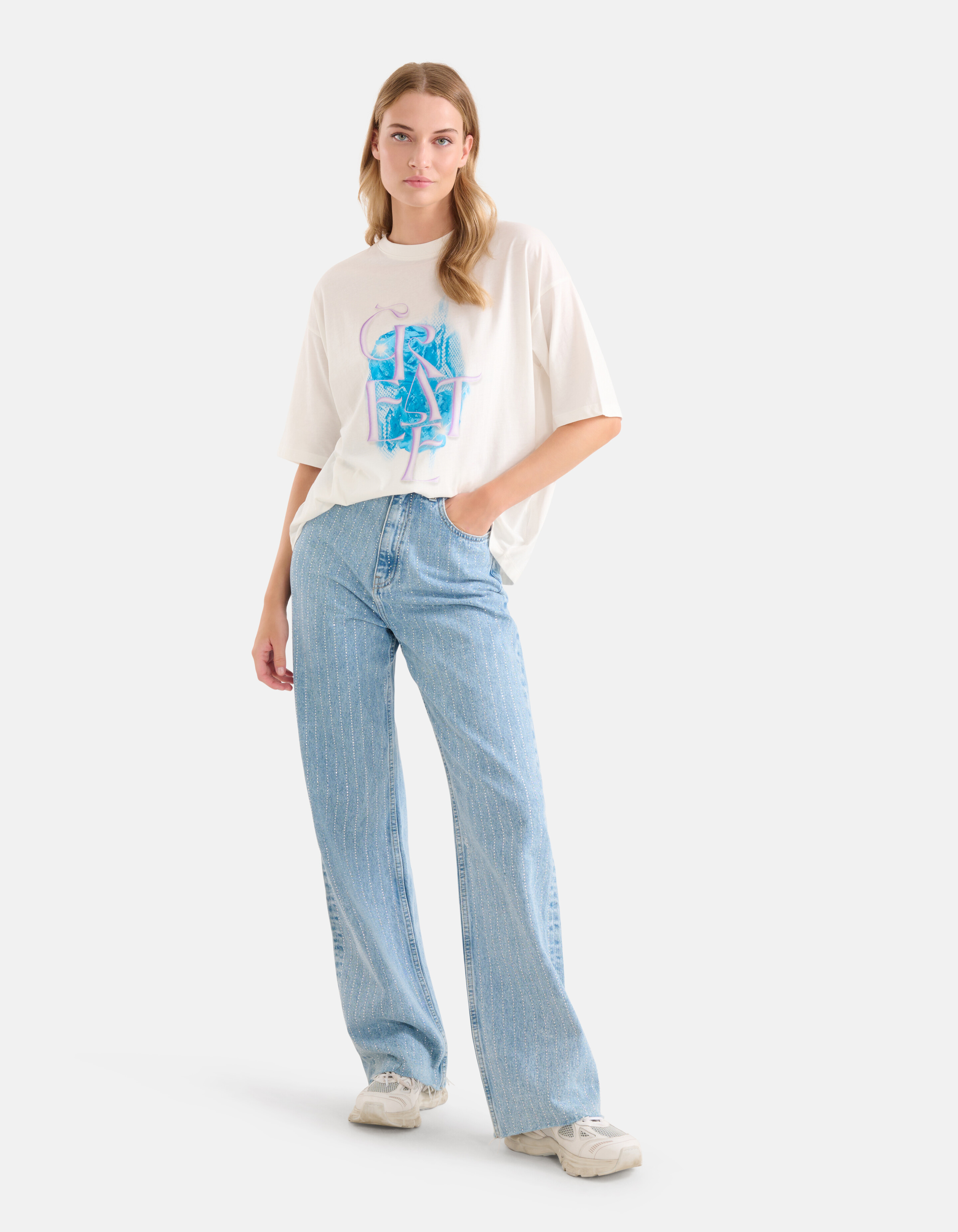 Artwork T-shirt Gebroken Wit SHOEBY WOMEN