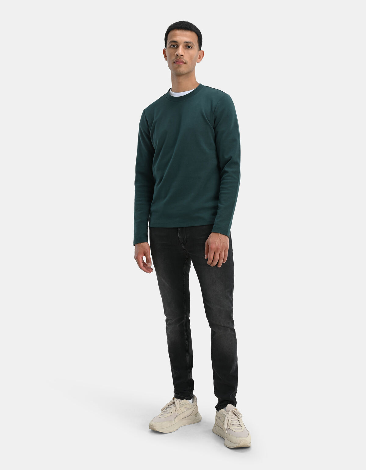 Lange Mouwen T-shirt Donkergroen SHOEBY MEN