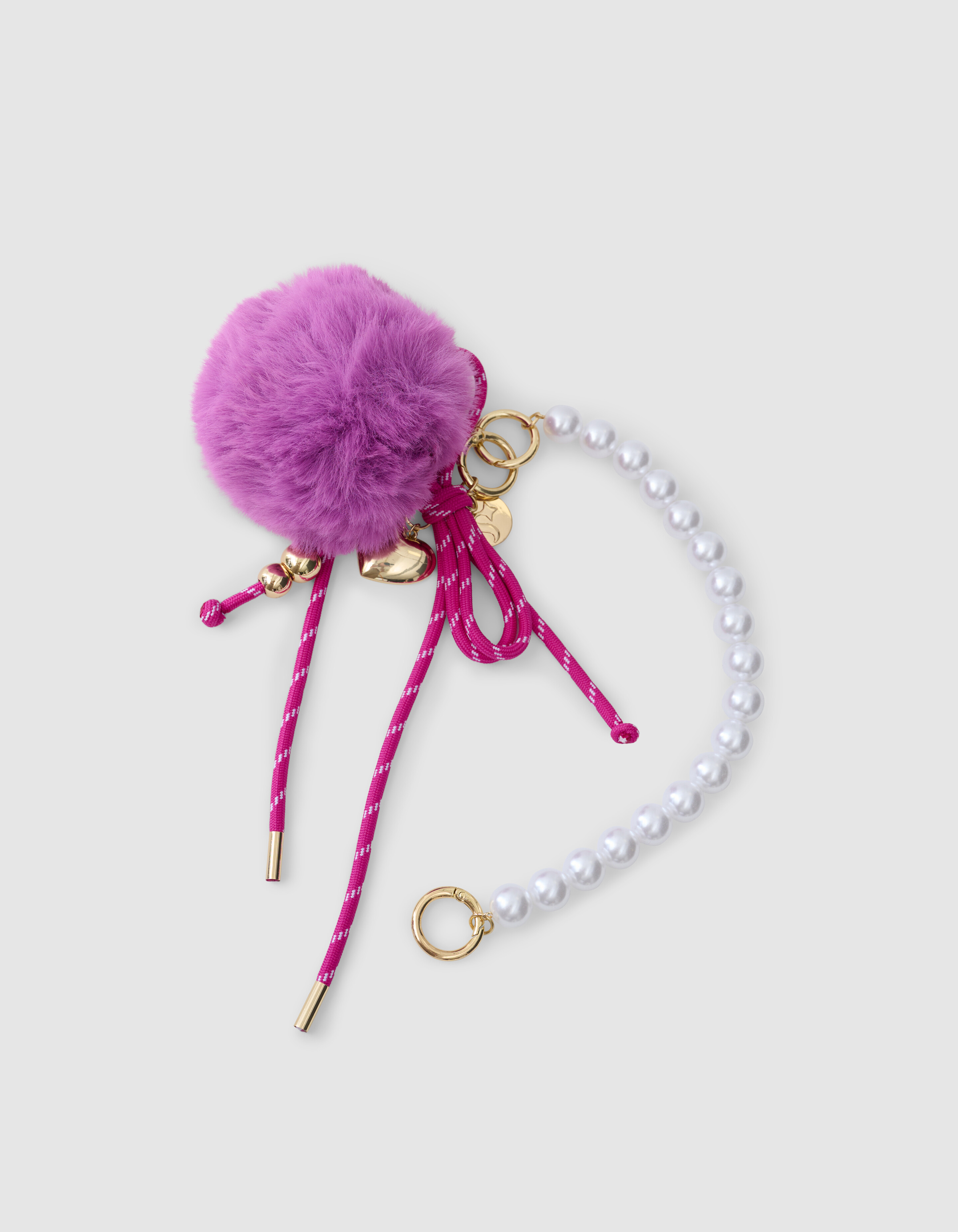 Pompon Parel Bagcharm Donkerpaars SHOEBY ACCESSOIRES