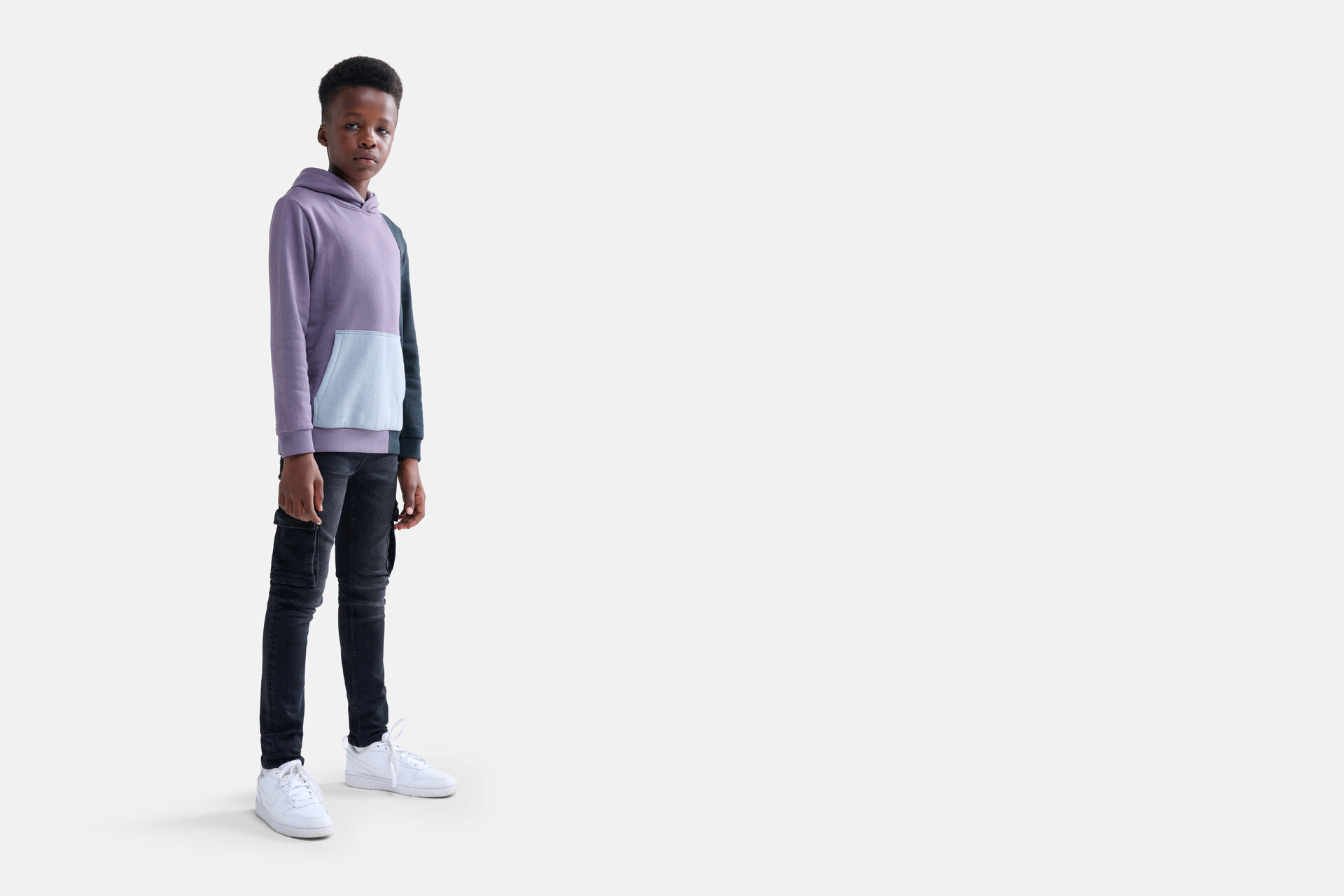 Colorblock Hoodie Donkerpaars SHOEBY BOYS