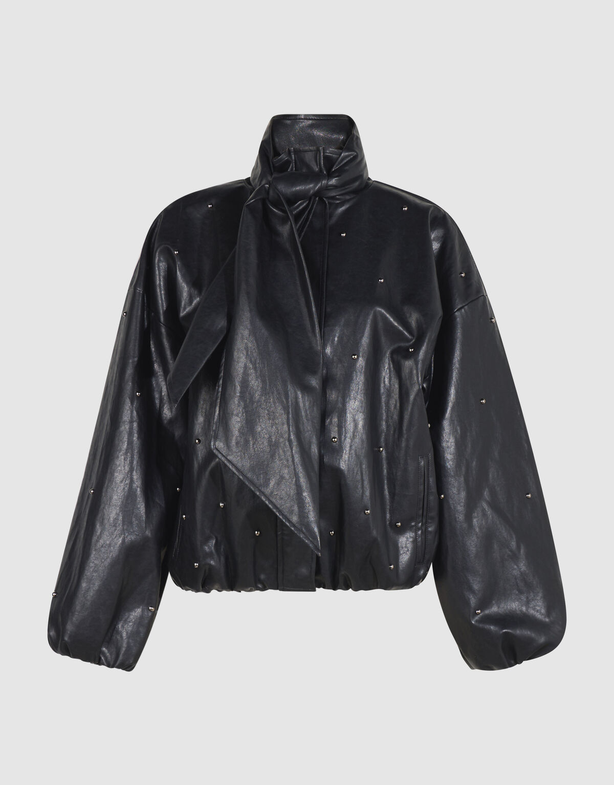 Studded Vegan Leren Bomber Jack Zwart By Mieke SHOEBY WOMEN